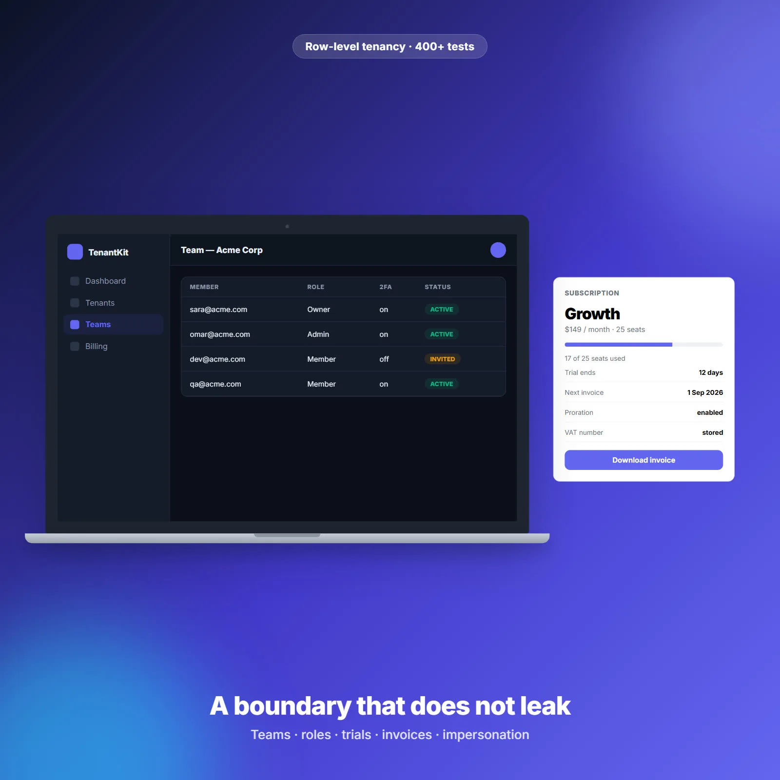 TenantKit — قالب SaaS متعدد المستأجرين لـ Laravel 2