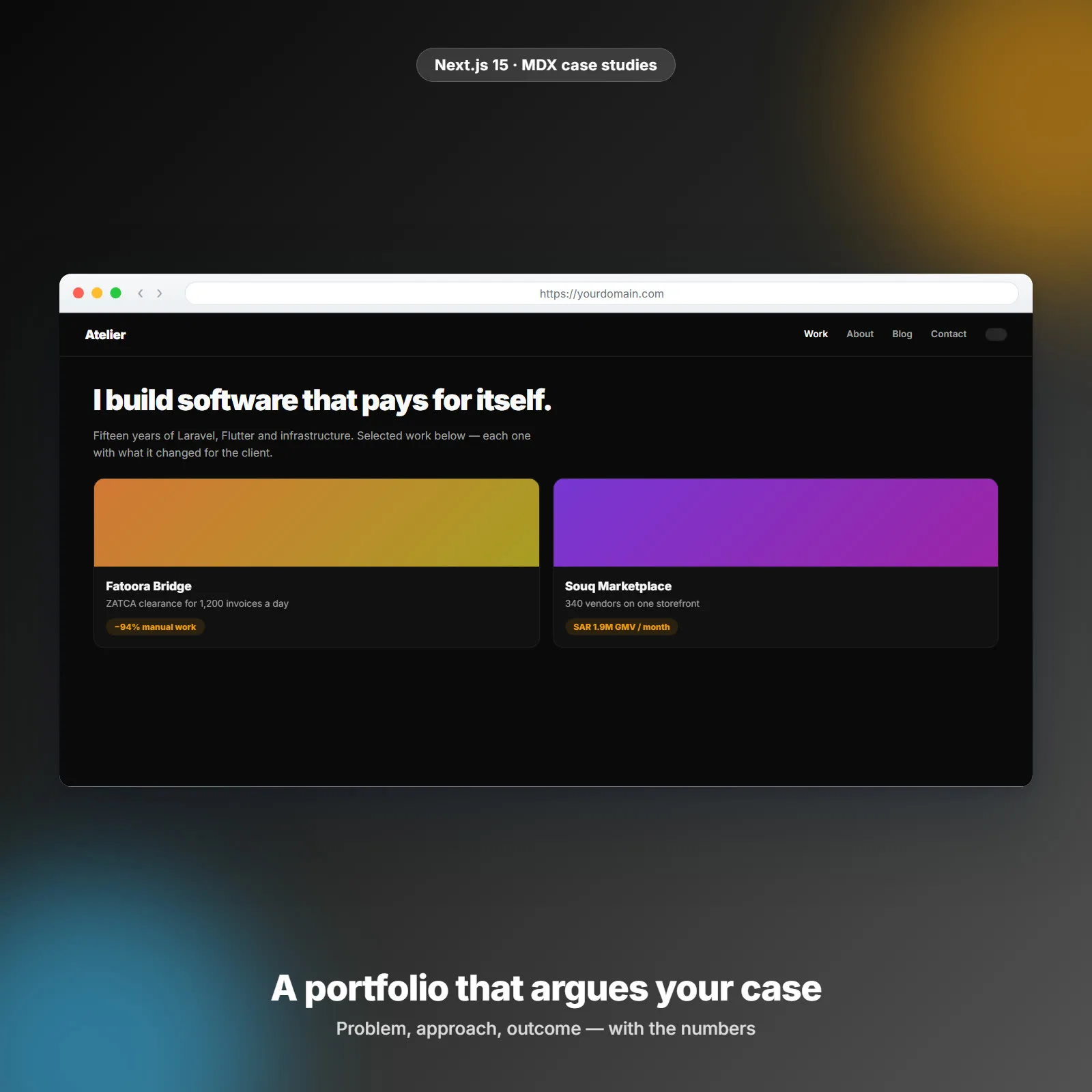 Atelier — Developer & Agency Portfolio in Next.js with MDX Case Studies