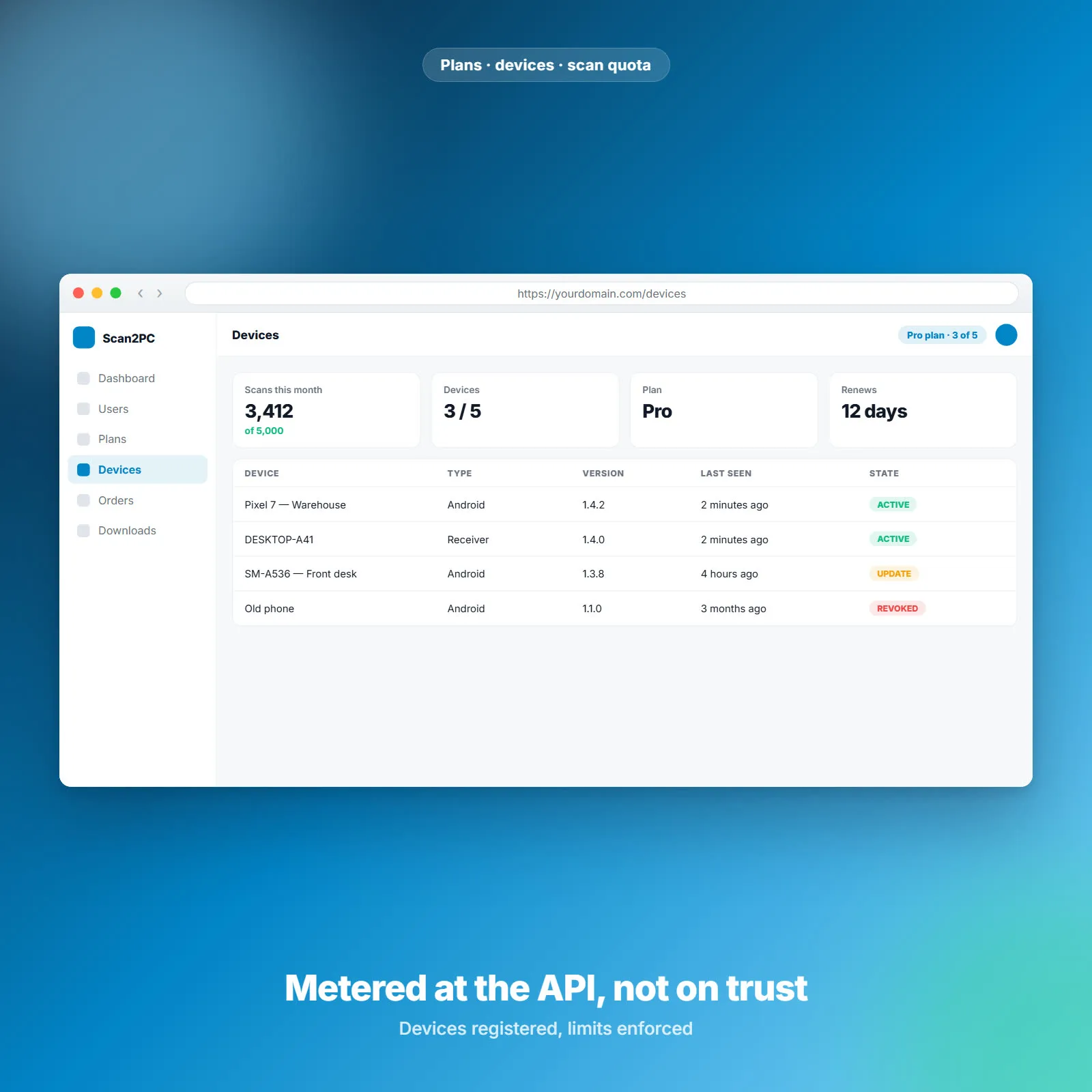 Scan2PC — ماسح باركود بالهاتف مع مستقبِل للحاسوب وفوترة اشتراكات 2