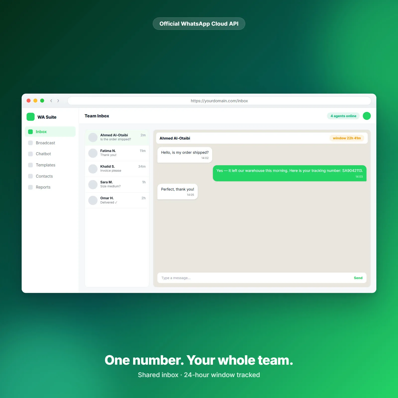 WhatsApp Cloud API Suite — Broadcast, Chatbot & Team Inbox