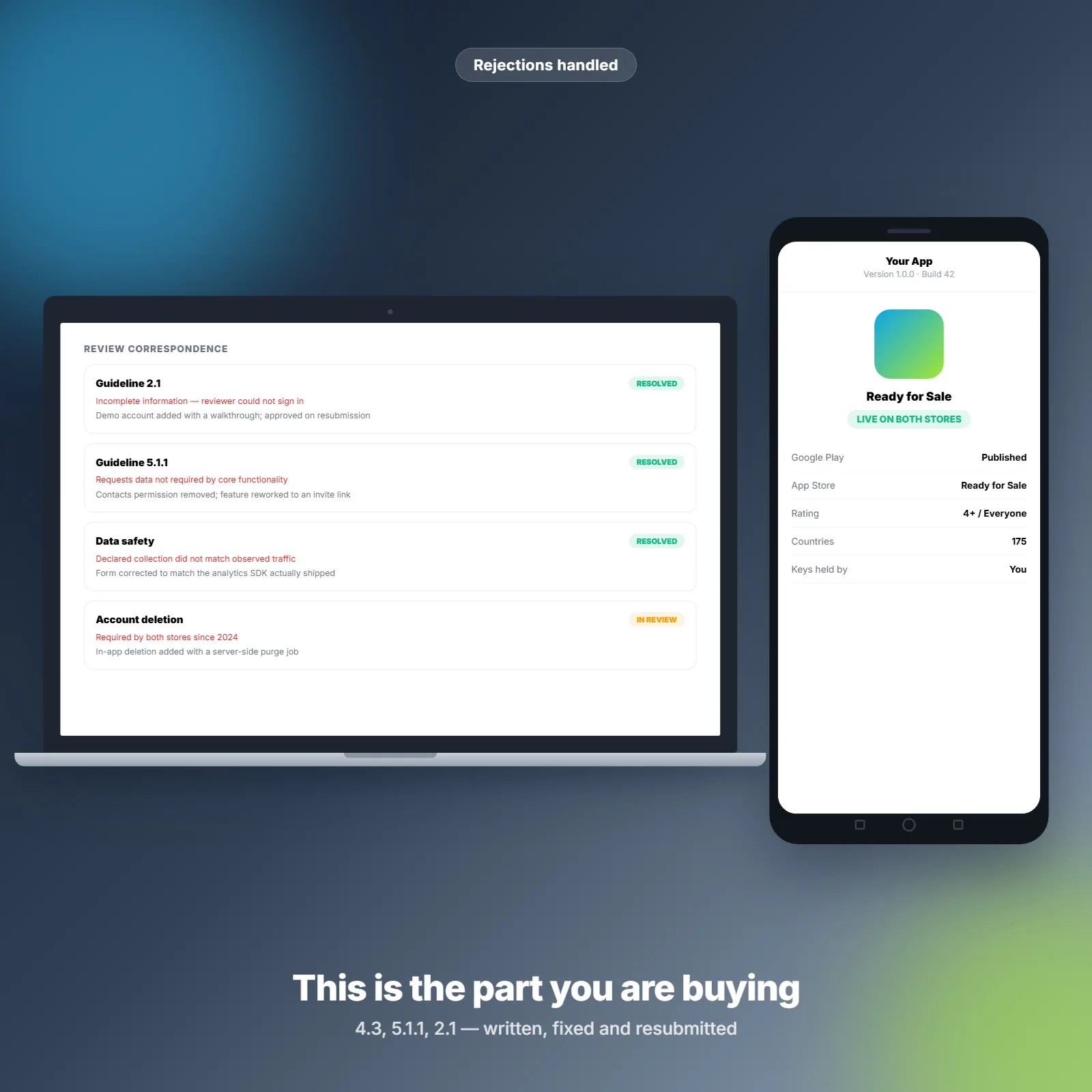 النشر على App Store وGoogle Play — التقديم والمراجعة والقبول 2