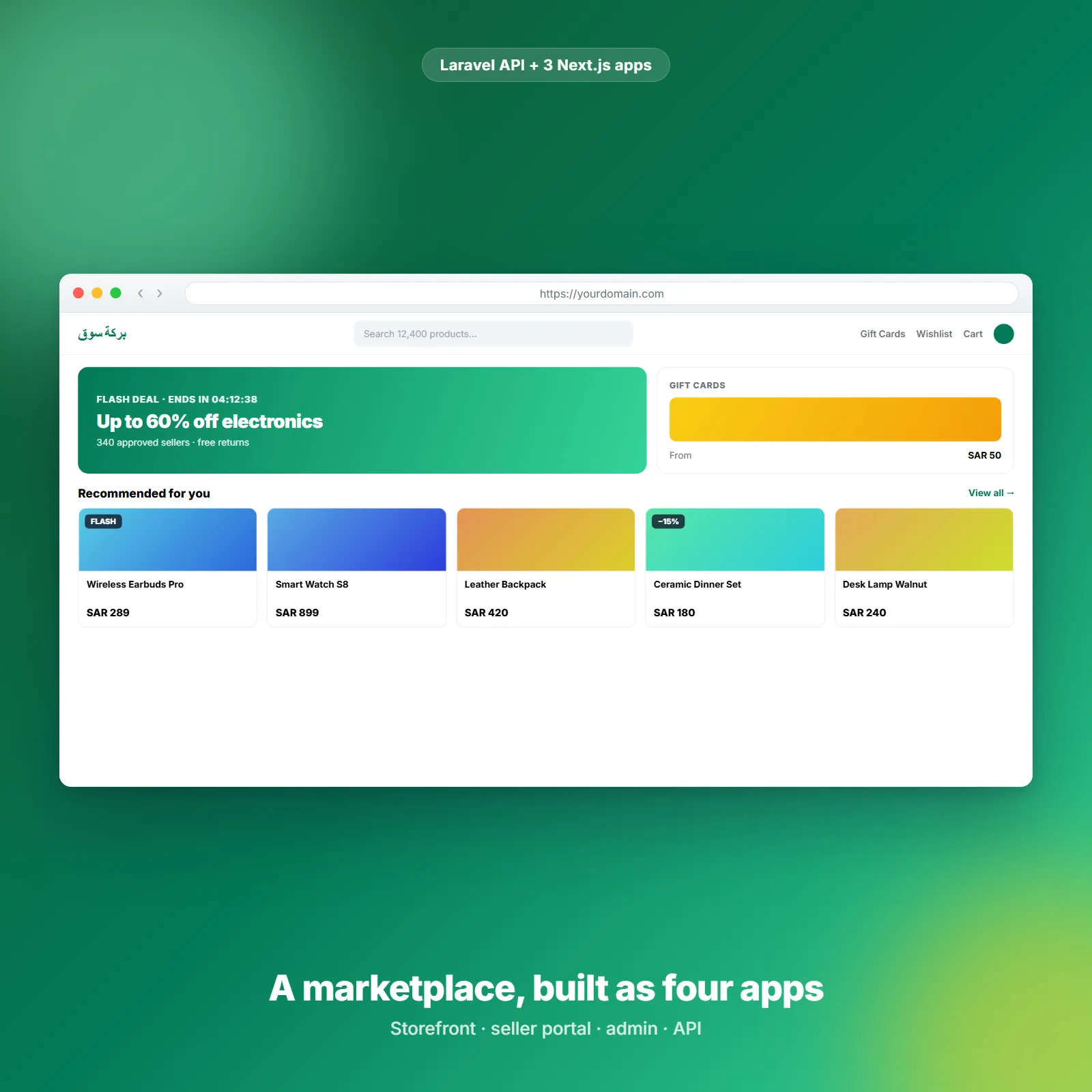 Baraka Souqs — Enterprise Multi-Vendor Marketplace (Laravel API + 3 Next.js Apps)