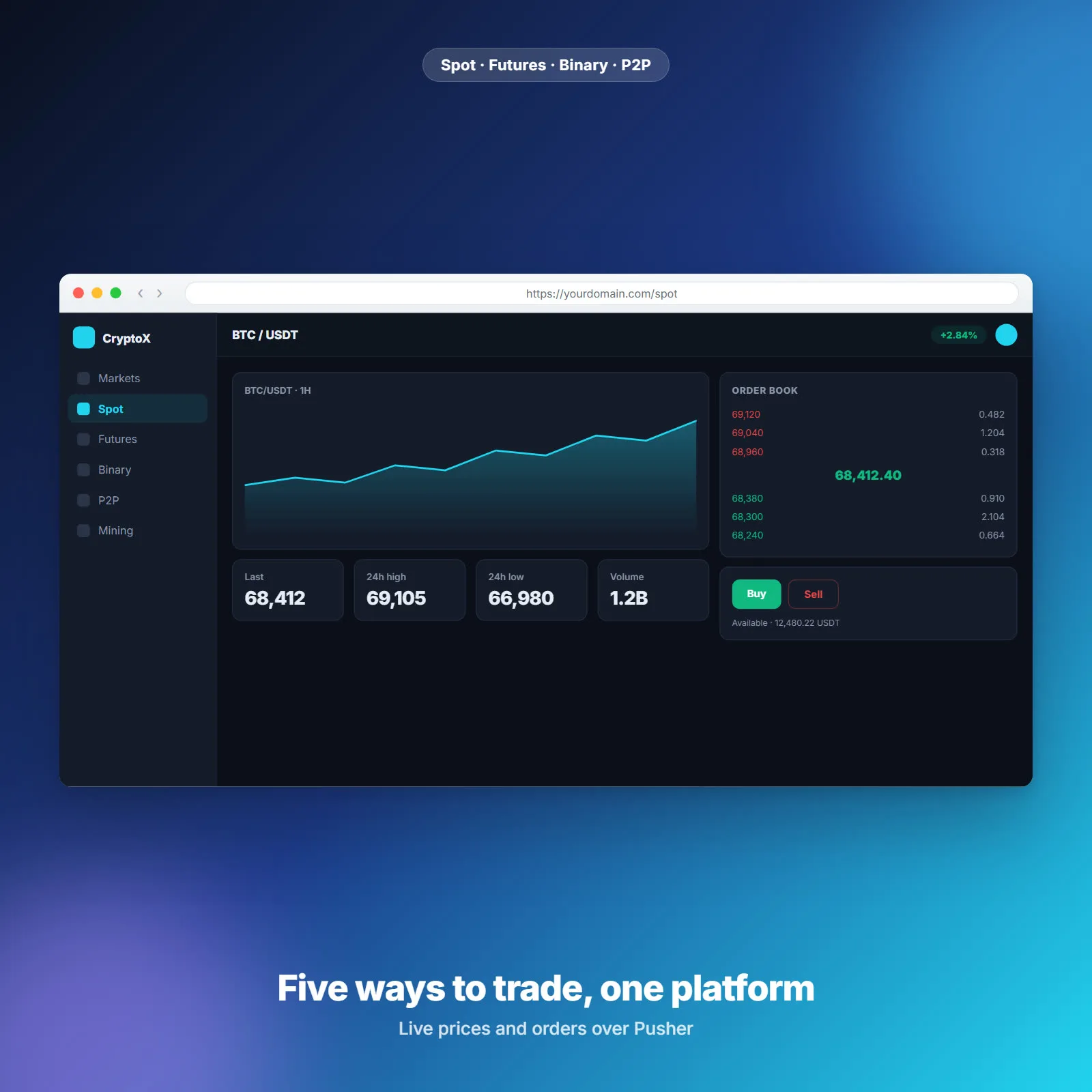 CryptoX — Spot, Futures, Binary & P2P Trading Platform with Mining and ICO
